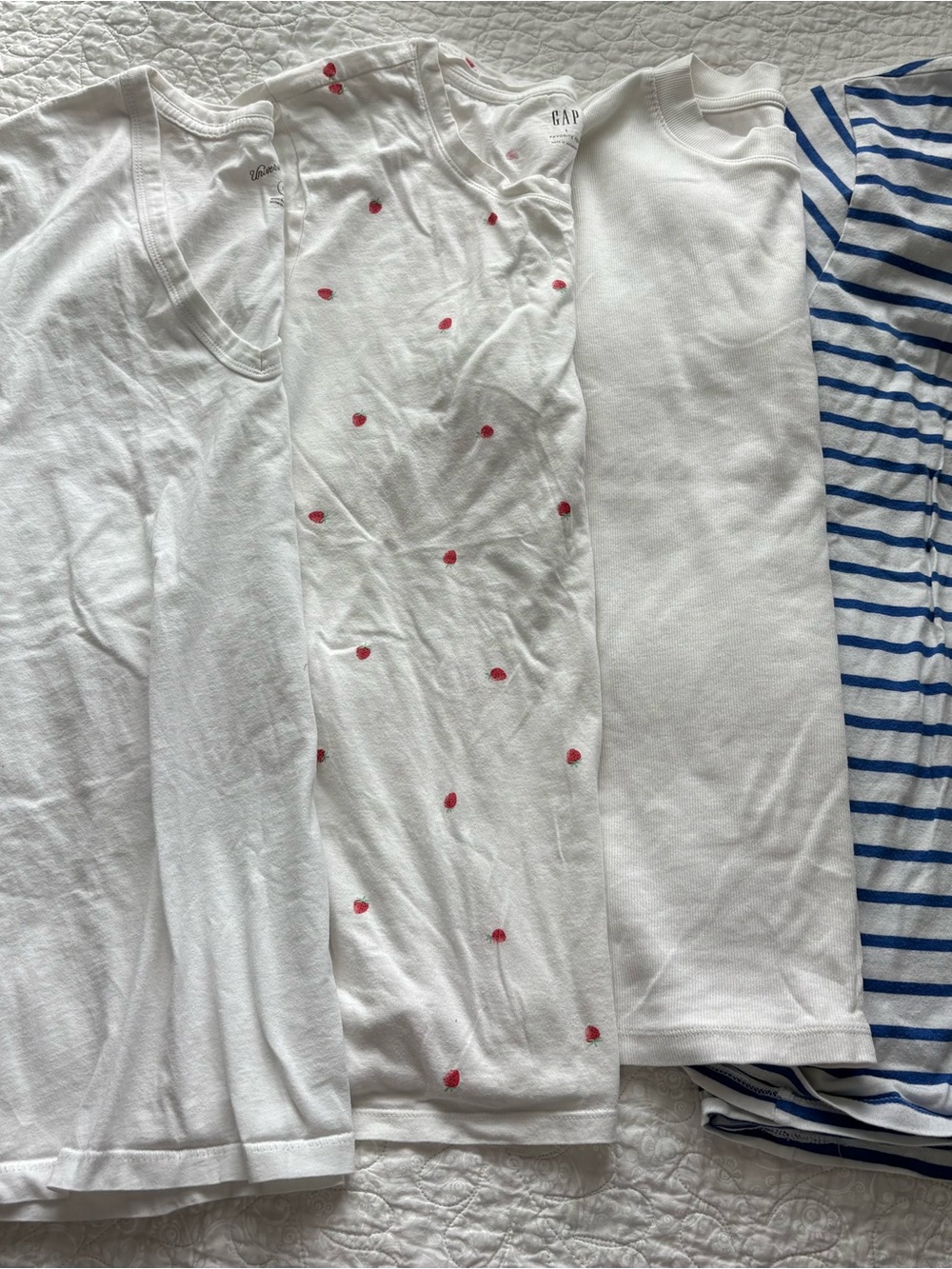 Lot of 4 Everyday Tops: GAP Striped & Strawberry Tee + Target White Tees L/XL⁠